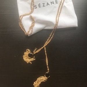 Sezane gold and black long necklace